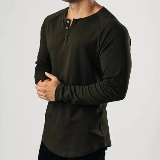 Cotton T-shirt long sleeves in BLACK