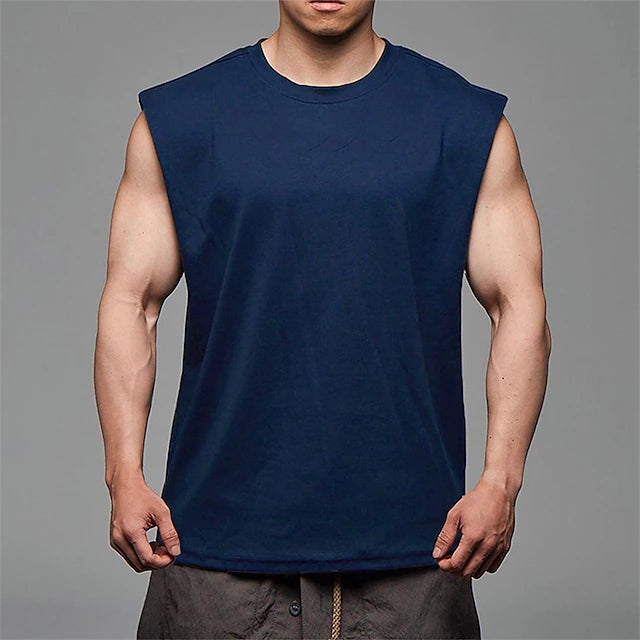 Sleeveless blank Tank Top in Dark-blue